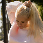 "Daydream" Classic Crew, ribbed crew neckline and relaxed fit, in Angel Pink - coastal preppy aesthetic beach style by Pink Palm Puff