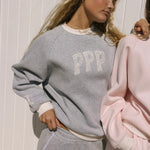 "Daydream" Classic Crew, ribbed crew neckline and relaxed fit, in Sky Grey - coastal preppy aesthetic beach style by Pink Palm Puff