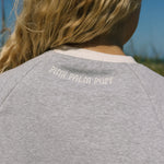 "Daydream" Classic Crew, ribbed crew neckline and relaxed fit, in Sky Grey - coastal preppy aesthetic beach style by Pink Palm Puff