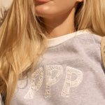 "Daydream" Classic Crew, ribbed crew neckline and relaxed fit, in Sky Grey - coastal preppy aesthetic beach style by Pink Palm Puff