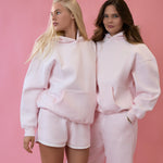 "Daydream" Foldover Short, foldover waistband with relaxed fit, in Angel Pink - coastal preppy aesthetic beach style by Pink Palm Puff