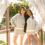 "Daydream" Foldover Short, foldover waistband with relaxed fit, in Sky Grey - coastal preppy aesthetic beach style by Pink Palm Puff