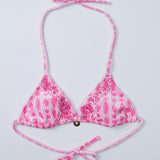 Demi Top, adjustable tie straps, in Sakura - coastal preppy aesthetic beach style by Pink Palm Puff