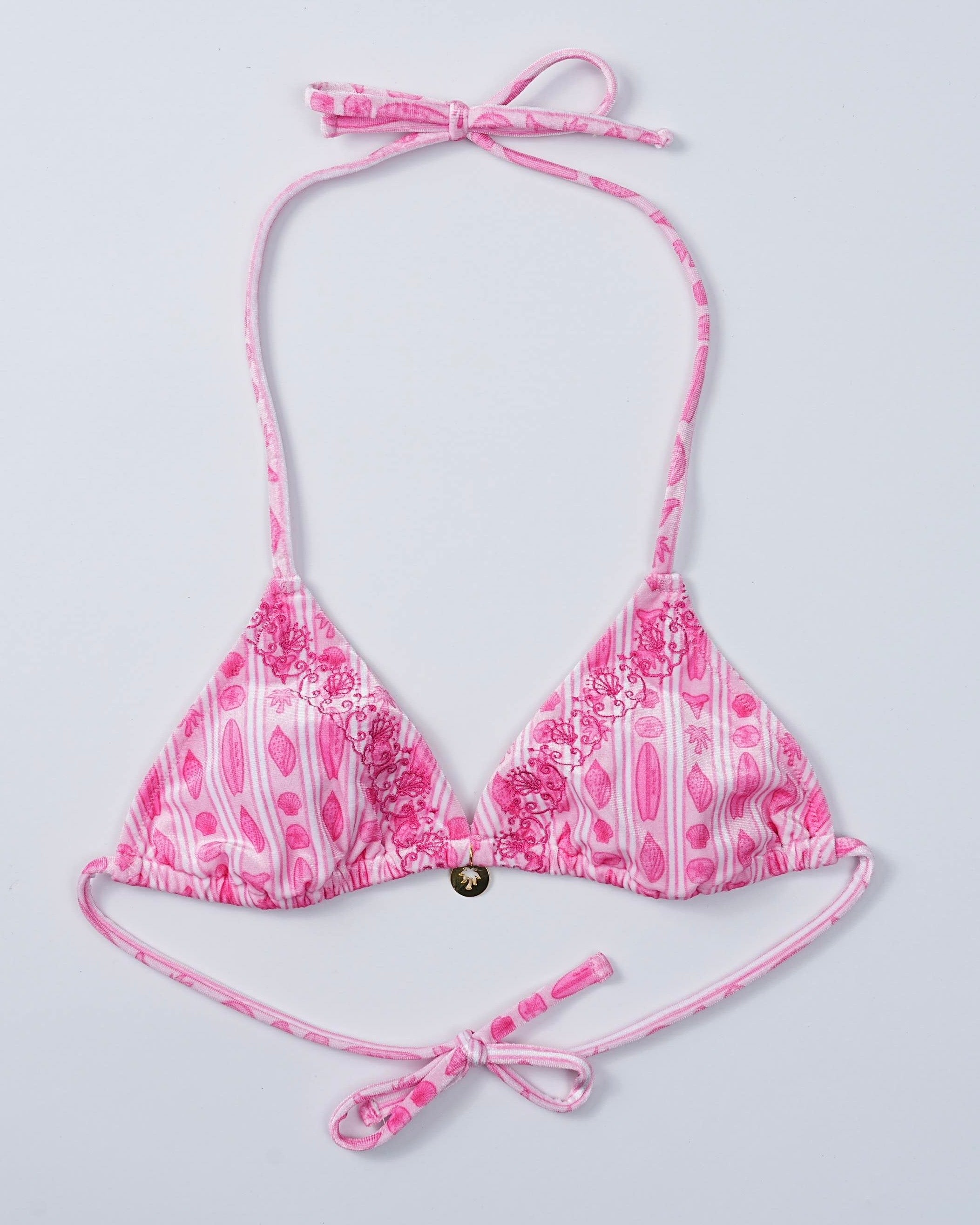 Demi Top, adjustable tie straps, in Sakura - coastal preppy aesthetic beach style by Pink Palm Puff