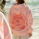 "Everything Comes in Waves" Hoodie in Pink by Pink Palm Puff