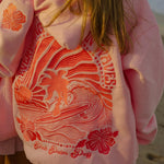 "Everything Comes in Waves" Hoodie in Pink by Pink Palm Puff