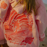 "Everything Comes in Waves" Hoodie in Pink by Pink Palm Puff