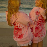 "Everything Comes in Waves" Hoodie in Pink by Pink Palm Puff