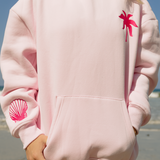 "Hawaii Hibiscus" Hoodie, adjustable drawstring hood and pocket, in Blush - coastal preppy aesthetic beach style by Pink Palm Puff