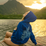 "Hawaii Hibiscus" Hoodie, adjustable drawstring hood and pocket, in Oceanic - coastal preppy aesthetic beach style by Pink Palm Puff