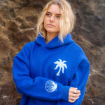 "Hawaii Hibiscus" Hoodie, adjustable drawstring hood and pocket, in Oceanic - coastal preppy aesthetic beach style by Pink Palm Puff