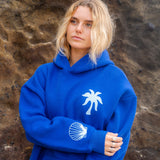 "Hawaii Hibiscus" Hoodie, adjustable drawstring hood and pocket, in Oceanic - coastal preppy aesthetic beach style by Pink Palm Puff
