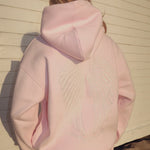 "Lacy" Hoodie, adjustable drawstring hood and pocket, in Angel Pink - coastal preppy aesthetic beach style by Pink Palm Puff