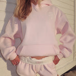 "Lacy" Hoodie, adjustable drawstring hood and pocket, in Angel Pink - coastal preppy aesthetic beach style by Pink Palm Puff