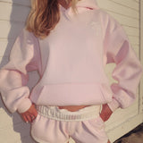 "Lacy" Hoodie, adjustable drawstring hood and pocket, in Angel Pink - coastal preppy aesthetic beach style by Pink Palm Puff