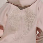 "Lacy" Hoodie, adjustable drawstring hood and pocket, in Angel Pink - coastal preppy aesthetic beach style by Pink Palm Puff
