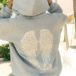"Lacy" Hoodie, adjustable drawstring hood and pocket, in Sky Grey - coastal preppy aesthetic beach style by Pink Palm Puff