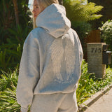 "Lacy" Hoodie, adjustable drawstring hood and pocket, in Sky Grey - coastal preppy aesthetic beach style by Pink Palm Puff