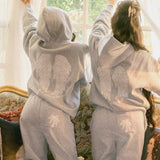 "Lacy" Hoodie, adjustable drawstring hood and pocket, in Sky Grey - coastal preppy aesthetic beach style by Pink Palm Puff