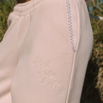 "Lacy" Wideleg Sweatpants, relaxed wide-leg fit with an elastic waistband, in Angel Pink - coastal preppy aesthetic beach style by Pink Palm Puff