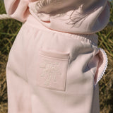 "Lacy" Wideleg Sweatpants, relaxed wide-leg fit with an elastic waistband, in Angel Pink - coastal preppy aesthetic beach style by Pink Palm Puff