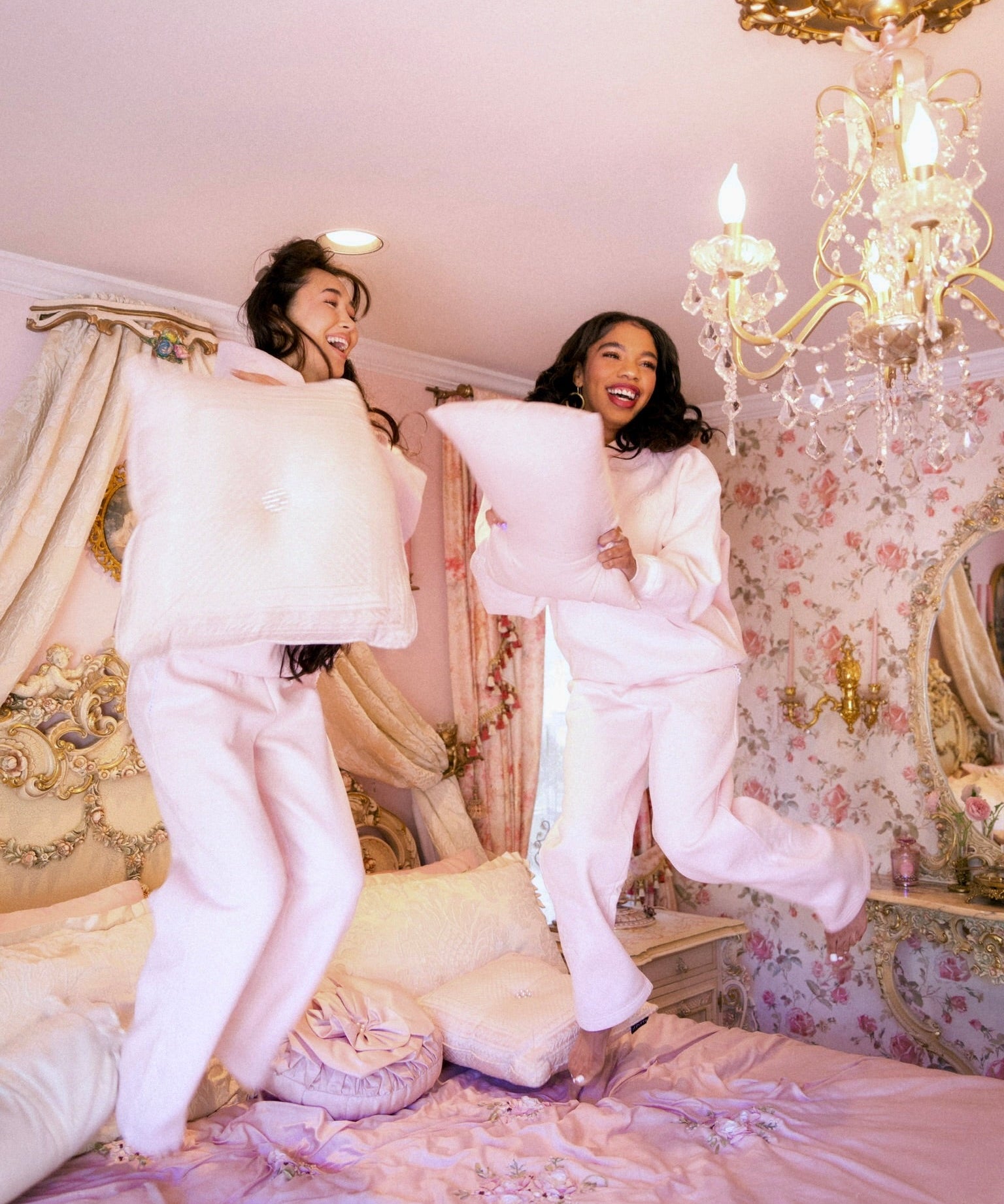 "Lacy" Wideleg Sweatpants, relaxed wide-leg fit with an elastic waistband, in Angel Pink - coastal preppy aesthetic beach style by Pink Palm Puff