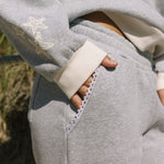 "Lacy" Wideleg Sweatpants, relaxed wide-leg fit with an elastic waistband, in Sky Grey - coastal preppy aesthetic beach style by Pink Palm Puff