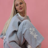 "Lacy" Wideleg Sweatpants, relaxed wide-leg fit with an elastic waistband, in Sky Grey - coastal preppy aesthetic beach style by Pink Palm Puff