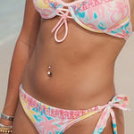Lila Bottom (Cheeky), cheeky coverage with tie-side detail, in Sherbet Swirl - coastal preppy aesthetic beach style by Pink Palm Puff