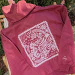 "Live in the Moment" Hoodie, adjustable drawstring hood and pocket, in Cherry - coastal preppy aesthetic beach style by Pink Palm Puff