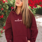 "Live in the Moment" Hoodie, adjustable drawstring hood and pocket, in Cherry - coastal preppy aesthetic beach style by Pink Palm Puff