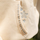 "Live in the Moment" Hoodie, adjustable drawstring hood and pocket, in Sand - coastal preppy aesthetic beach style by Pink Palm Puff
