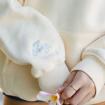 "Live in the Moment" Hoodie, adjustable drawstring hood and pocket, in Sand - coastal preppy aesthetic beach style by Pink Palm Puff