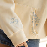 "Live in the Moment" Hoodie, adjustable drawstring hood and pocket, in Sand - coastal preppy aesthetic beach style by Pink Palm Puff