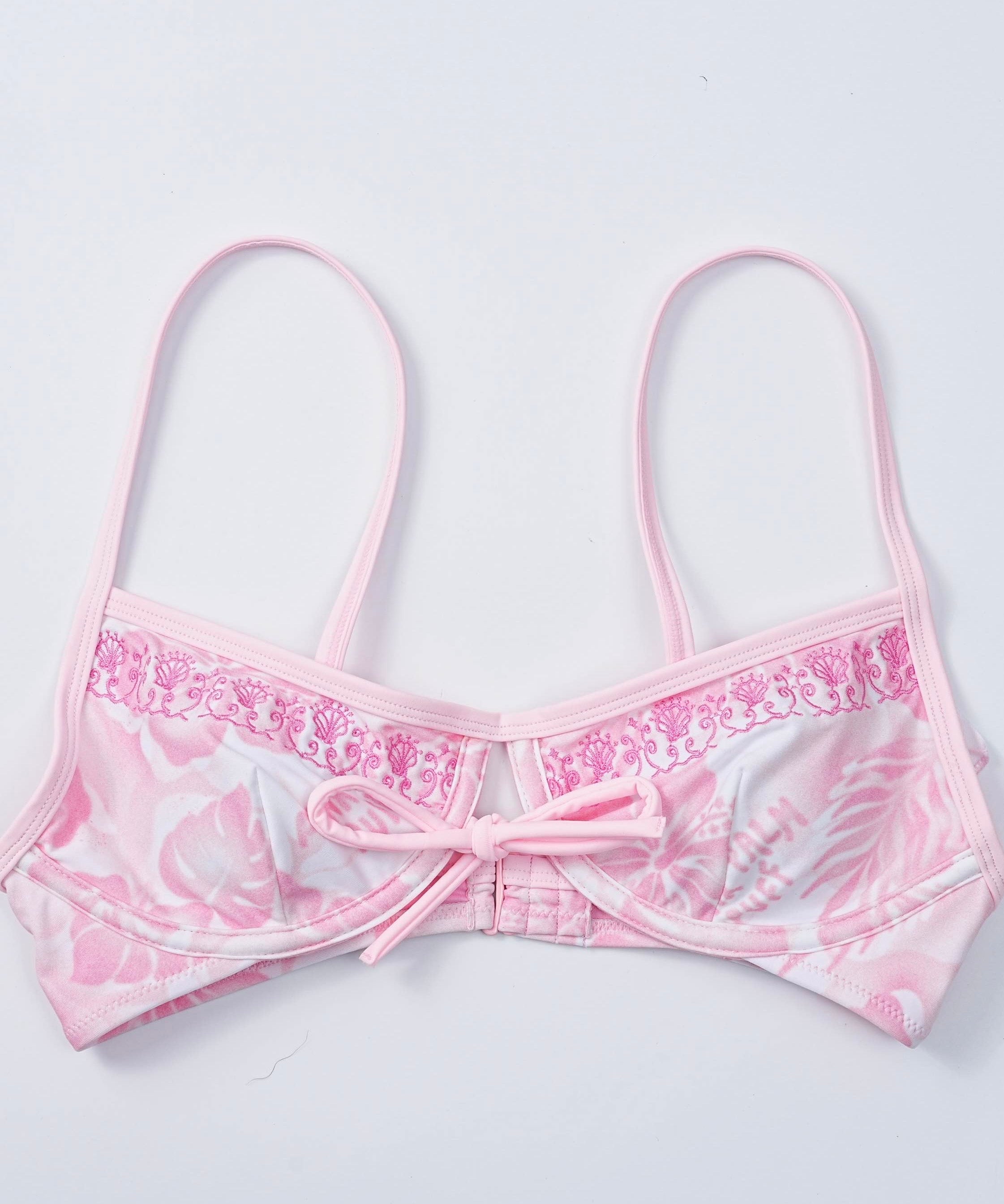 Luna Top, adjustable tie straps, in Paradise Pink - coastal preppy aesthetic beach style by Pink Palm Puff