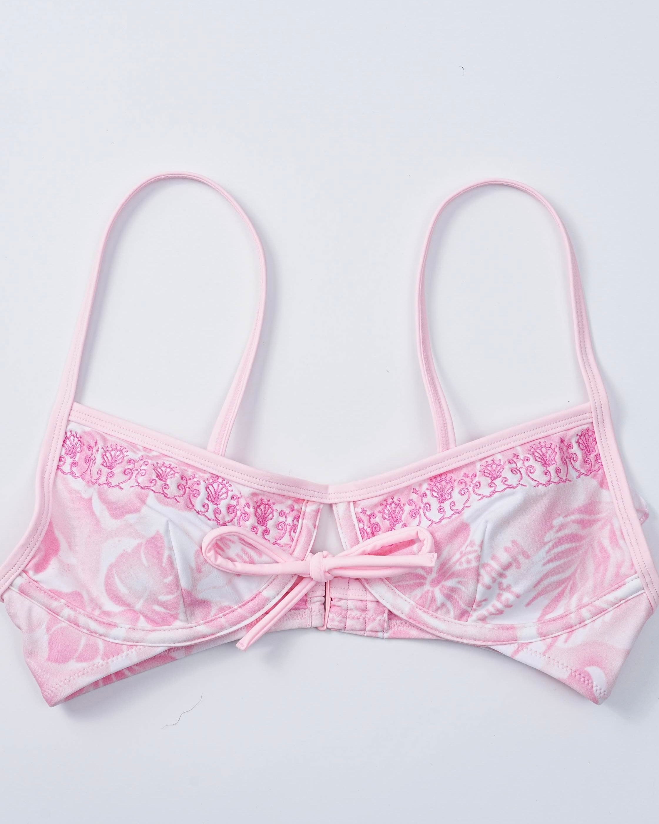 Luna Top, adjustable tie straps, in Paradise Pink - coastal preppy aesthetic beach style by Pink Palm Puff