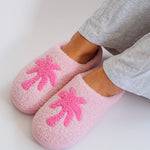 Malibu Slippers, cozy fleece lining, in Blush Bay - coastal preppy aesthetic beach style by Pink Palm Puff