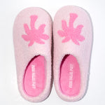 Malibu Slippers, cozy fleece lining, in Blush Bay - coastal preppy aesthetic beach style by Pink Palm Puff