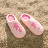Malibu Slippers, cozy fleece lining, in Blush Bay - coastal preppy aesthetic beach style by Pink Palm Puff