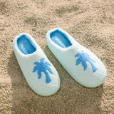 Malibu Slippers, cozy fleece lining, in Seabreeze - coastal preppy aesthetic beach style by Pink Palm Puff