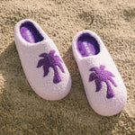 Malibu Slippers, cozy fleece lining, in Twilight - coastal preppy aesthetic beach style by Pink Palm Puff