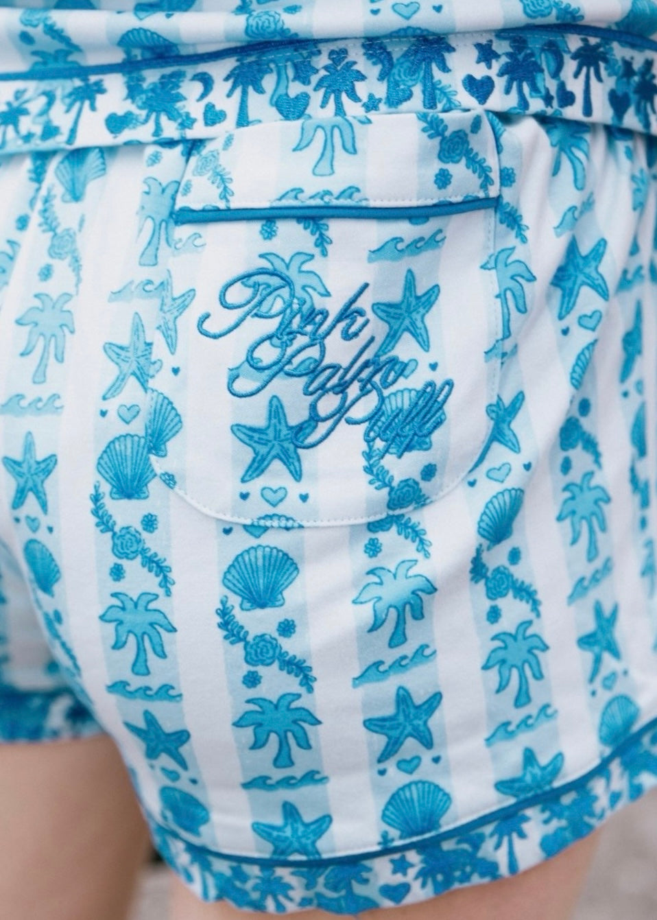Pink Palm Pajamas, soft, breathable fabric, in Seabreeze - coastal preppy aesthetic beach style by Pink Palm Puff