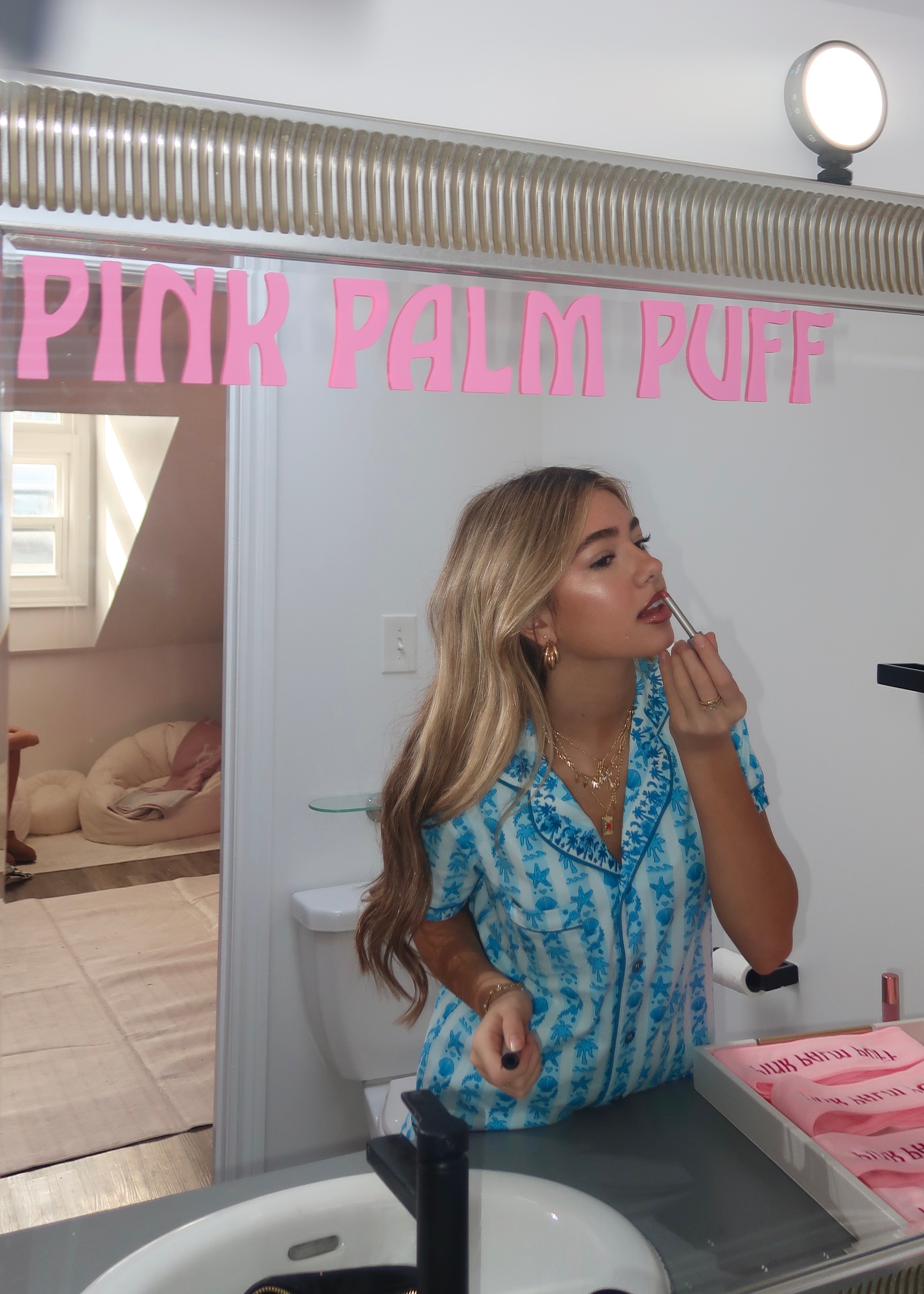 Pink Palm Pajamas, soft, breathable fabric, in Seabreeze - coastal preppy aesthetic beach style by Pink Palm Puff