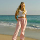 Puff Sweatpants, relaxed fit with an elastic waistband and side pockets, in Pink - coastal preppy aesthetic beach style by Pink Palm Puff