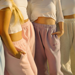 Puff Sweatpants, relaxed fit with an elastic waistband and side pockets, in Pink - coastal preppy aesthetic beach style by Pink Palm Puff