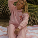 Puff Sweatpants, relaxed fit with an elastic waistband and side pockets, in Pink - coastal preppy aesthetic beach style by Pink Palm Puff