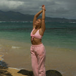 Puff Sweatpants, relaxed fit with an elastic waistband and side pockets, in Pink - coastal preppy aesthetic beach style by Pink Palm Puff