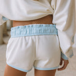 Signature Short, drawstring waist and side pocket, in Seasalt - coastal preppy aesthetic beach style by Pink Palm Puff