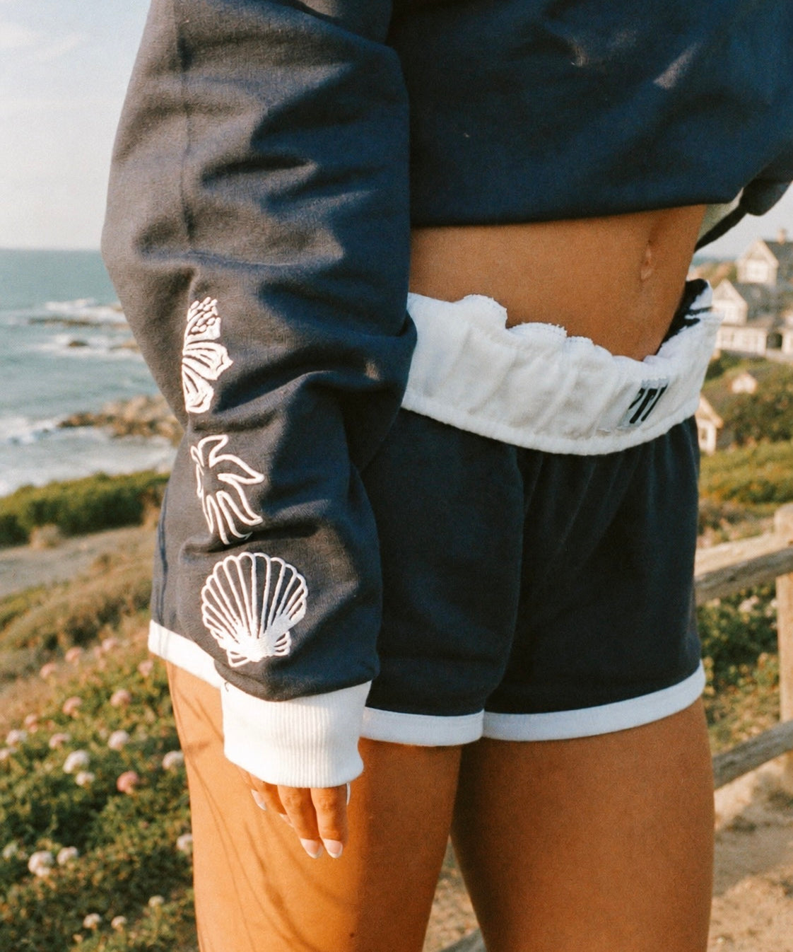 Signature Short, drawstring waist and side pocket, in True Navy - coastal preppy aesthetic beach style by Pink Palm Puff
