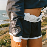 Signature Short, drawstring waist and side pocket, in True Navy - coastal preppy aesthetic beach style by Pink Palm Puff